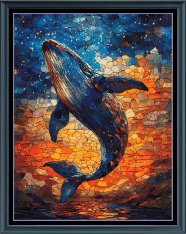 Stitching Jules Design Cross Stitch Pattern Whale Stained Glass Ocean Large Full Coverage Counted Cross Stitch Digital Download